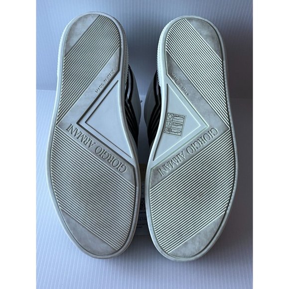 Giorgio Armani White/Black Leather Lace-Up Sneakers, Size 8.5 (US) 38.5 (EU) - Picture 9 of 12